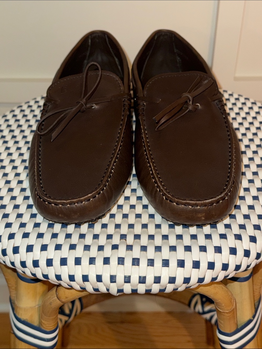 TOD'S Men's Dark Brown Leather Driving Loafers Shoes Size 9 Made in Italy